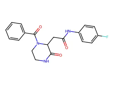 2-(1-benzoyl-3-oxopiperazin-2-yl)-N-(4-fluorophenyl)acetamide structure