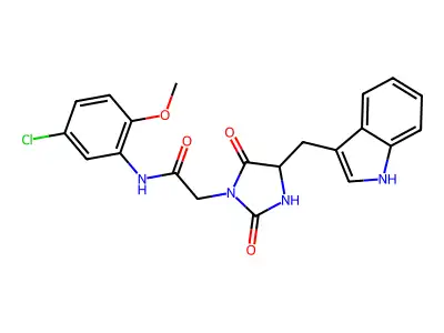N-(5-chloro-2-methoxyphenyl)-2-[4-(1H-indol-3-ylmethyl)-2,5-dioxoimidazolidin-1-yl]acetamide structure