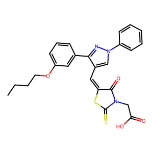 [(5Z)-5-{[3-(3-butoxyphenyl)-1-phenyl-1H-pyrazol-4-yl]methylidene}-4-oxo-2-thioxo-1,3-thiazolidin-3-yl]acetic acid structure