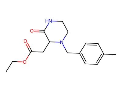Ethyl [1-(4-methylbenzyl)-3-oxopiperazin-2-yl]acetate structure