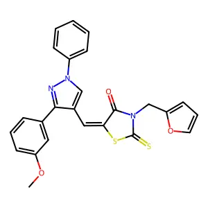 (5Z)-3-(furan-2-ylmethyl)-5-{[3-(3-methoxyphenyl)-1-phenyl-1H-pyrazol-4-yl]methylidene}-2-thioxo-1,3-thiazolidin-4-one structure