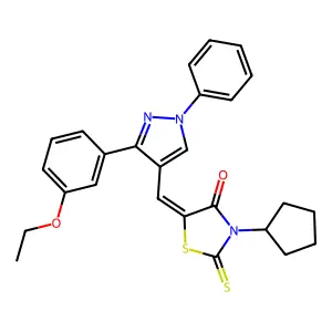 (5Z)-3-cyclopentyl-5-{[3-(3-ethoxyphenyl)-1-phenyl-1H-pyrazol-4-yl]methylidene}-2-thioxo-1,3-thiazolidin-4-one structure