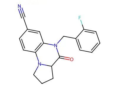 5-(2-fluorobenzyl)-4-oxo-1,2,3,3a,4,5-hexahydropyrrolo[1,2-a]quinoxaline-7-carbonitrile structure