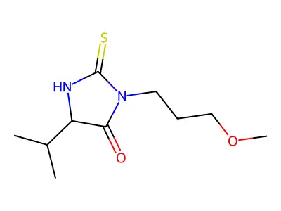 3-(3-Methoxypropyl)-5-(propan-2-yl)-2-sulfanylideneimidazolidin-4-one structure