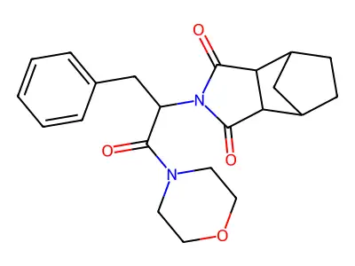 2-[1-(morpholin-4-yl)-1-oxo-3-phenylpropan-2-yl]hexahydro-1H-4,7-methanoisoindole-1,3(2H)-dione structure