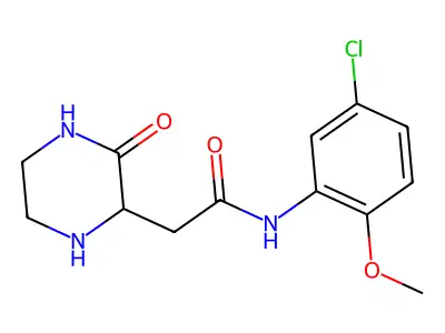 N-(5-chloro-2-methoxyphenyl)-2-(3-oxopiperazin-2-yl)acetamide structure