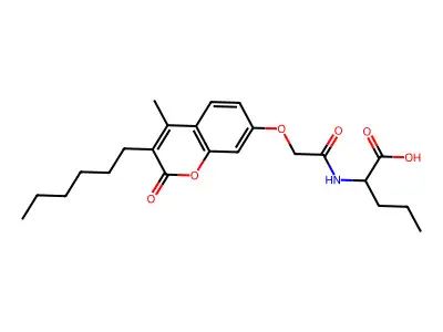 N-{[(3-hexyl-4-methyl-2-oxo-2H-chromen-7-yl)oxy]acetyl}norvaline structure