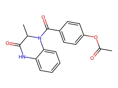 4-{[2-methyl-3-oxo-3,4-dihydro-1(2H)-quinoxalinyl]carbonyl}phenyl acetate structure