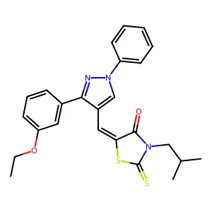 (5Z)-5-{[3-(3-ethoxyphenyl)-1-phenyl-1H-pyrazol-4-yl]methylidene}-3-(2-methylpropyl)-2-thioxo-1,3-thiazolidin-4-one structure