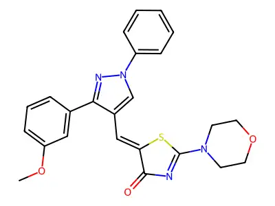 (Z)-5-((3-(3-methoxyphenyl)-1-phenyl-1H-pyrazol-4-yl)methylene)-2-morpholinothiazol-4(5H)-one structure