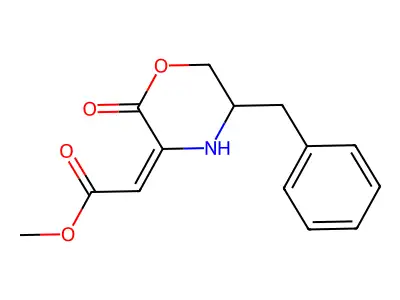 Methyl 2-(5-benzyl-2-oxomorpholin-3-ylidene)acetate structure