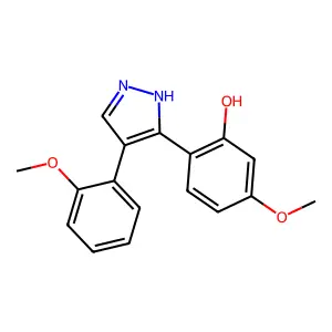5-methoxy-2-(4-(2-methoxyphenyl)-1H-pyrazol-3-yl)phenol structure