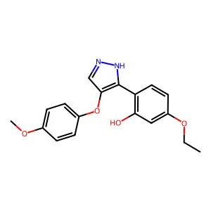 5-ethoxy-2-(4-(4-methoxyphenoxy)-1H-pyrazol-3-yl)phenol structure