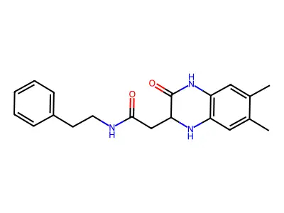 2-(6,7-dimethyl-3-oxo-1,2,3,4-tetrahydroquinoxalin-2-yl)-N-phenethylacetamide structure