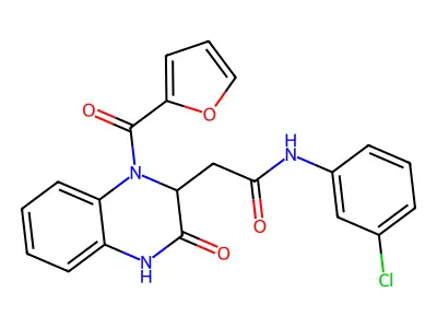 N-(3-chlorophenyl)-2-[1-(furan-2-ylcarbonyl)-3-oxo-1,2,3,4-tetrahydroquinoxalin-2-yl]acetamide structure