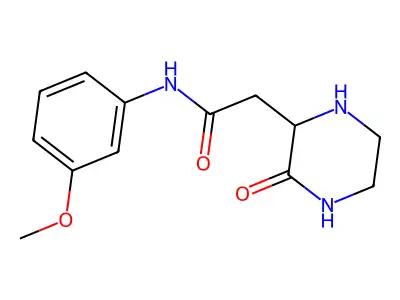 N-(3-methoxyphenyl)-2-(3-oxopiperazin-2-yl)acetamide structure