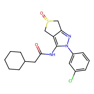 N-(2-(3-chlorophenyl)-5-oxido-4,6-dihydro-2H-thieno[3,4-c]pyrazol-3-yl)-2-cyclohexylacetamide structure