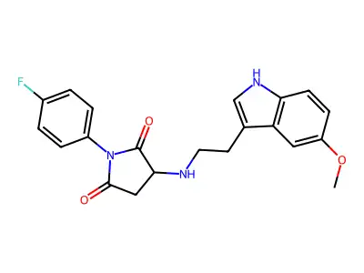 1-(4-fluorophenyl)-3-{[2-(5-methoxy-1H-indol-3-yl)ethyl]amino}pyrrolidine-2,5-dione structure