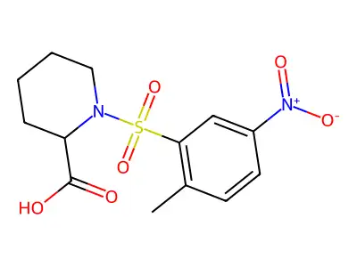1-(2-Methyl-5-nitrobenzenesulfonyl)piperidine-2-carboxylic acid structure