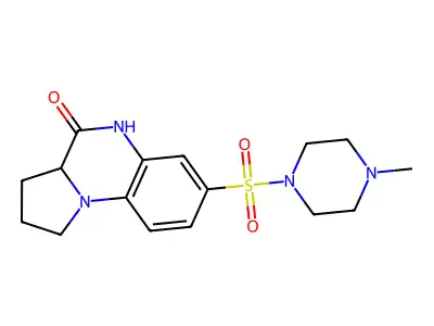 7-[(4-methylpiperazino)sulfonyl]-1,2,3,3a-tetrahydropyrrolo[1,2-a]quinoxalin-4(5H)-one structure