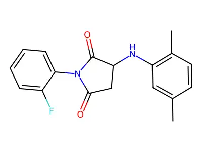 3-[(2,5-Dimethylphenyl)amino]-1-(2-fluorophenyl)azolidine-2,5-dione structure