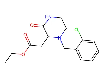 Ethyl [1-(2-chlorobenzyl)-3-oxopiperazin-2-yl]acetate structure