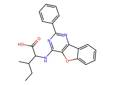 3-Methyl-2-((2-phenylbenzofuro[3,2-d]pyrimidin-4-yl)amino)pentanoic acid structure
