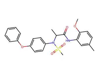 N-(2-methoxy-5-methylphenyl)-2-(N-methylsulfonyl-4-phenoxyanilino)propanamide structure