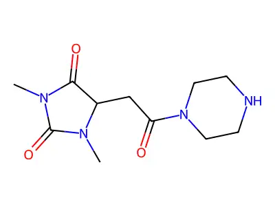 1,3-Dimethyl-5-(2-oxo-2-(piperazin-1-yl)ethyl)imidazolidine-2,4-dione structure
