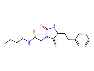 N-butyl-2-[2,5-dioxo-4-(2-phenylethyl)imidazolidin-1-yl]acetamide structure