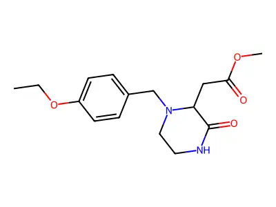 Methyl [1-(4-ethoxybenzyl)-3-oxopiperazin-2-yl]acetate structure