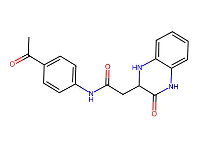 N-(4-acetylphenyl)-2-(3-oxo-1,2,3,4-tetrahydroquinoxalin-2-yl)acetamide structure
