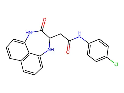 N-(4-chlorophenyl)-2-(3-oxo-1,2,3,4-tetrahydronaphtho[1,8-ef][1,4]diazepin-2-yl)acetamide structure