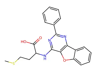 4-(Methylthio)-2-((2-phenylbenzofuro[3,2-d]pyrimidin-4-yl)amino)butanoic acid structure