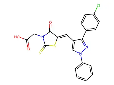 2-(5-((3-(4-Chlorophenyl)-1-phenyl-1H-pyrazol-4-yl)methylene)-4-oxo-2-thioxothiazolidin-3-yl)acetic acid structure
