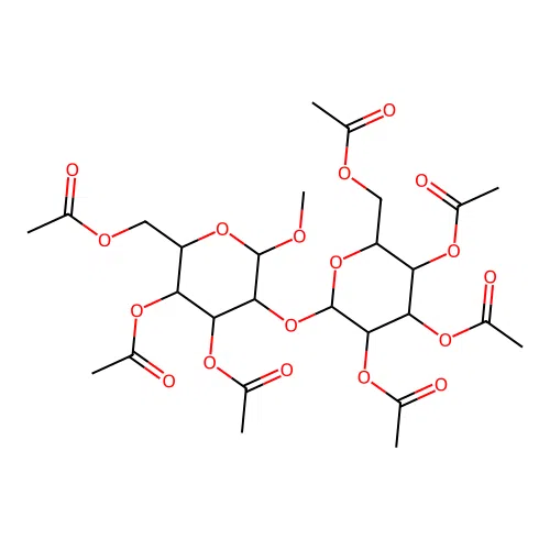 [3,4-diacetyloxy-6-methoxy-5-[3,4,5-triacetyloxy-6-(acetyloxymethyl)oxan-2-yl]oxyoxan-2-yl]methyl acetate structure