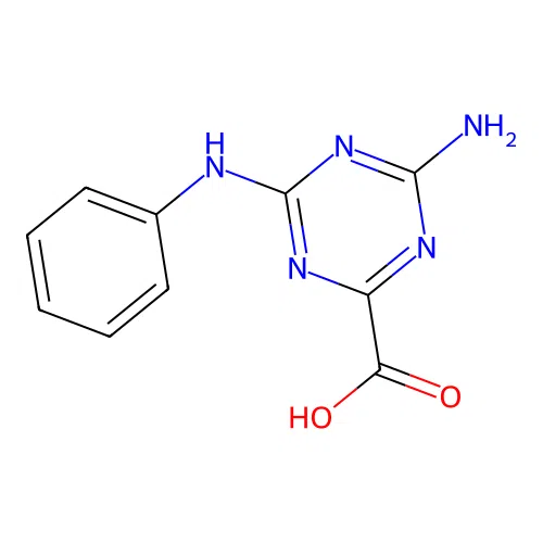 4-Amino-6-anilino-1,3,5-triazine-2-carboxylic acid structure