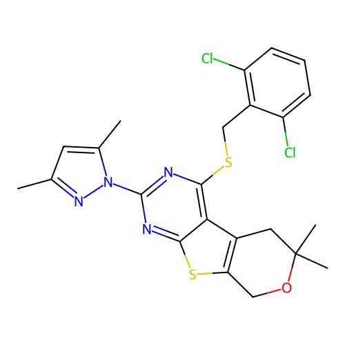 C23H22Cl2N4OS2 structure