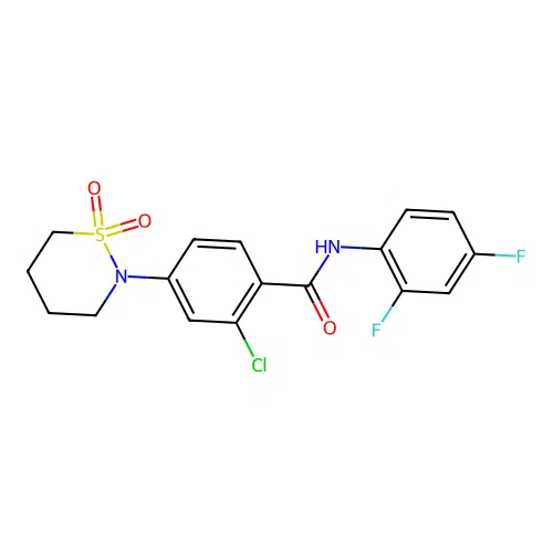 2-chloro-N-(2,4-difluorophenyl)-4-(1,1-dioxido-1,2-thiazinan-2-yl)benzamide structure