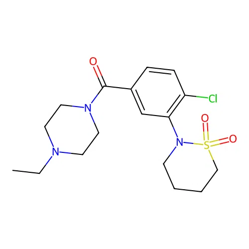 [4-chloro-3-(1,1-dioxothiazinan-2-yl)phenyl]-(4-ethylpiperazin-1-yl)methanone structure
