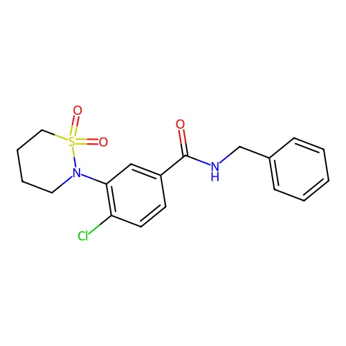 N-benzyl-4-chloro-3-(1,1-dioxido-1,2-thiazinan-2-yl)benzamide structure