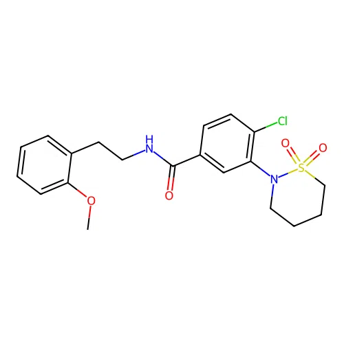 4-chloro-3-(1,1-dioxido-1,2-thiazinan-2-yl)-N-(2-methoxyphenethyl)benzamide structure