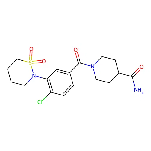 1-[4-chloro-3-(1,1-dioxothiazinan-2-yl)benzoyl]piperidine-4-carboxamide structure