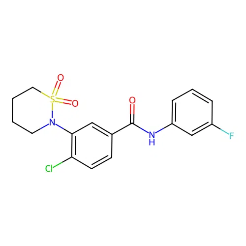 4-chloro-3-(1,1-dioxido-1,2-thiazinan-2-yl)-N-(3-fluorophenyl)benzamide structure