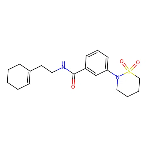 N-(2-(cyclohex-1-en-1-yl)ethyl)-3-(1,1-dioxido-1,2-thiazinan-2-yl)benzamide structure