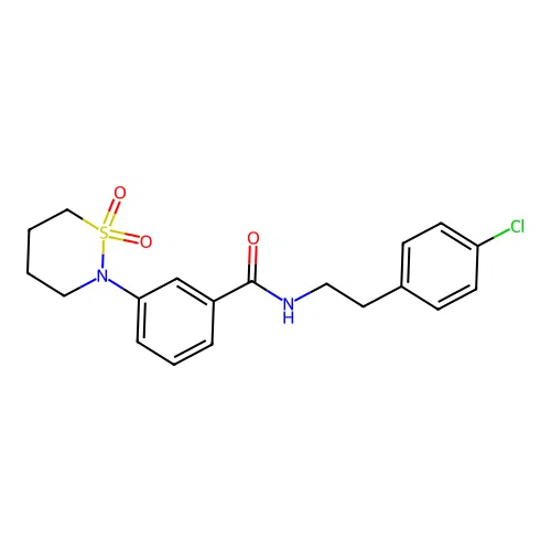 N-[2-(4-chlorophenyl)ethyl]-3-(1,1-dioxido-1,2-thiazinan-2-yl)benzamide structure