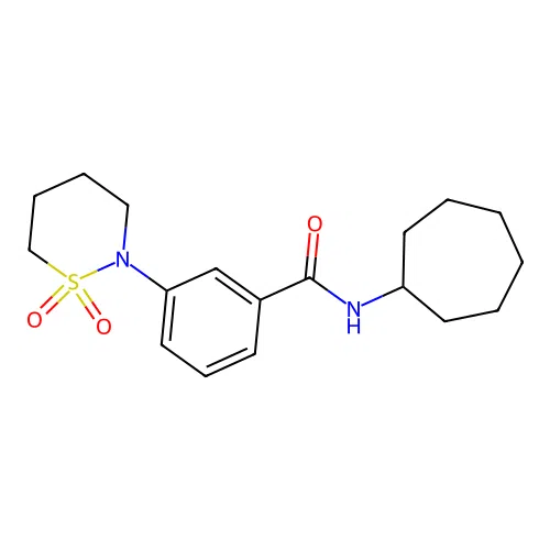 N-cycloheptyl-3-(1,1-dioxido-1,2-thiazinan-2-yl)benzamide structure