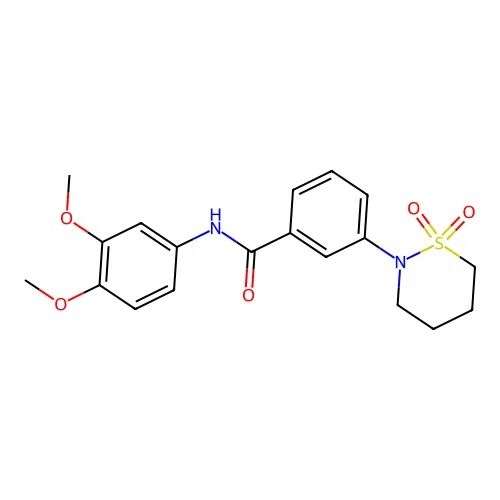 N-(3,4-dimethoxyphenyl)-3-(1,1-dioxido-1,2-thiazinan-2-yl)benzamide structure