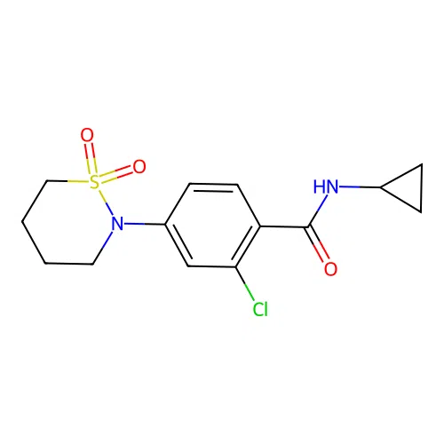 2-chloro-N-cyclopropyl-4-(1,1-dioxido-1,2-thiazinan-2-yl)benzamide structure