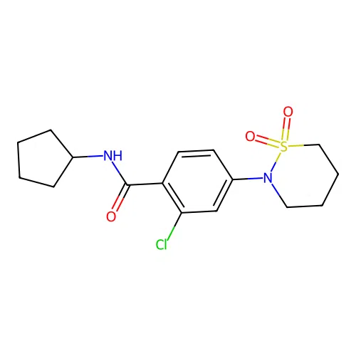 2-chloro-N-cyclopentyl-4-(1,1-dioxido-1,2-thiazinan-2-yl)benzamide structure